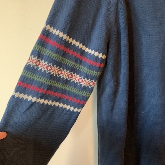NWOT St. John’s Bay Fair Isle Sweater XL Navy Cotton Quarter Zip Pullover Knit - Picture 10 of 13